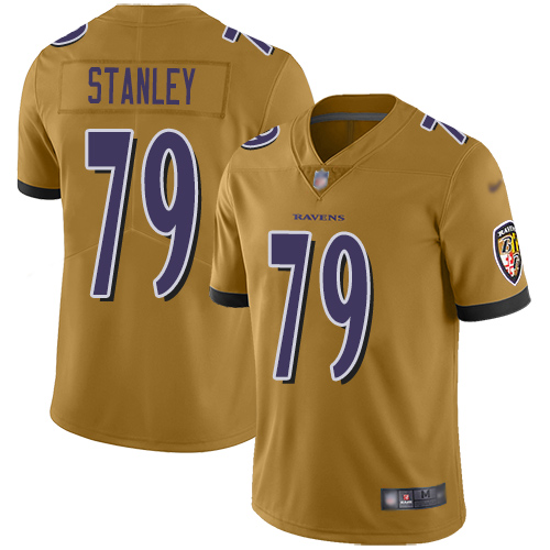 Baltimore Ravens Limited Gold Men Ronnie Stanley Jersey NFL Football #79 Inverted Legend->youth nfl jersey->Youth Jersey